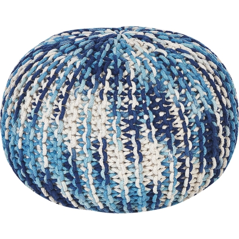 Beliani - CONRAD - Ottomaan - Wit|Blauw - Katoen