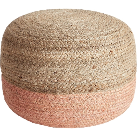 Beliani - DUKI - Poef - Natuurlijk|Perzik - 50 cm - Jute