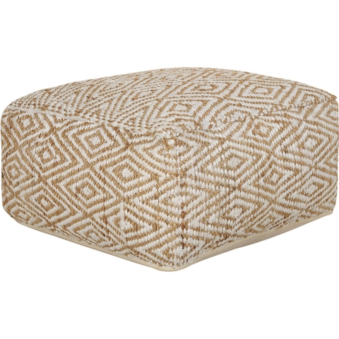 Beliani - MASKI - Poef - Beige|Wit - Jute