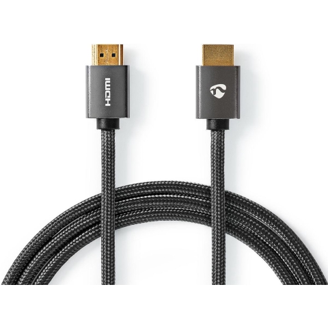 Nedis CVTB34000GY10 High Speed ??hdmi™-kabel Met Ethernet Hdmi™ Connector Hdmi™ Connector 4k@60hz Arc 18 Gbps 1.00 M Rond Katoen Grijs / Gun Metal Grijs Cover Window Box