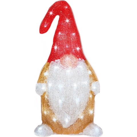 Kerstverlichting Led figuren voor buiten gnome/dwerg 19 x 22 x 44 cm met 60 lampjes helder wit -