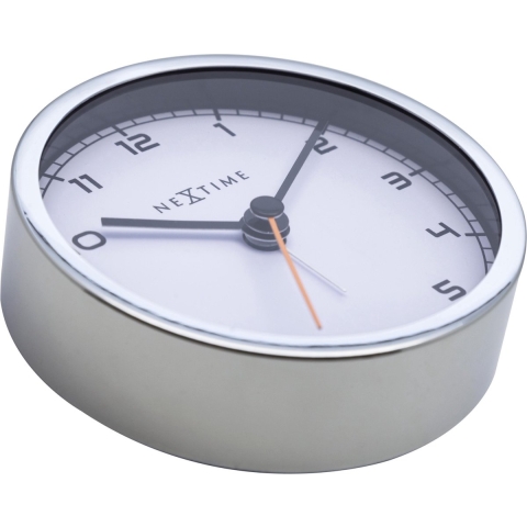 NeXtime NE-5194WI Wekker 9 X 9 X 7.5 Cm, Metaal, Wit, &apos;Company Alarm&apos;