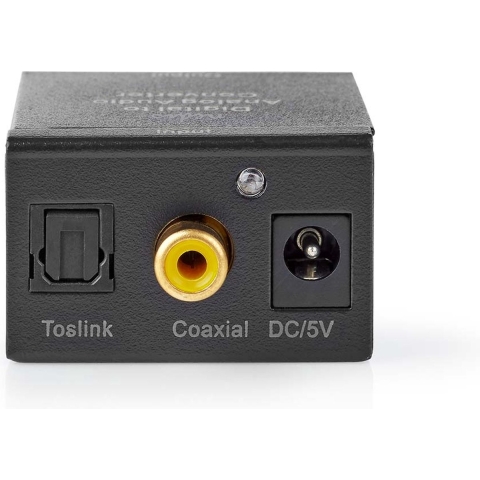 Nedis ACON2510BK Digitale Audioconverter 1-weg Input: 1x Digital Rca / 1x Toslink Output: 1x (2x Rca) / 1x 3,5mm Automatisch Geïntegreerde Versterker Zwart