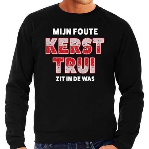 Grote maten foute Kersttrui zit in de was zwart voor heren 4XL (60) -