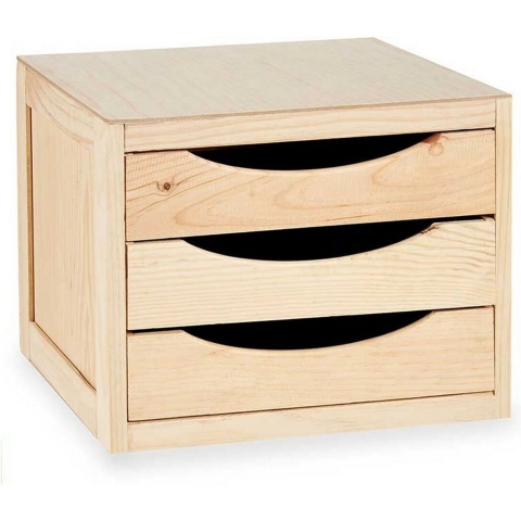 Kantoor organiser ladeblok hout 39 x 30 x 29 cm - 3x lades - opbergen -