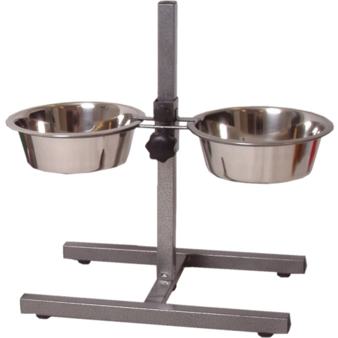 Honden/huisdieren voederbak en drinkbak H standaard 28 cm RVS -