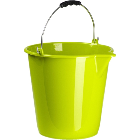 Plasticforte Emmer - Set van 4x stuks - met schenktuit - 12L - lime groen - schoonmaakemmer -