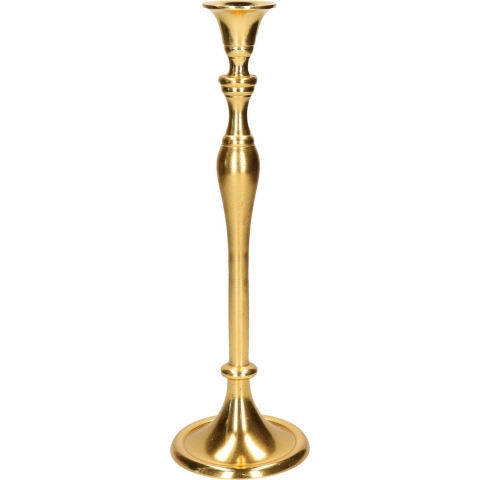 Luxe kaarsenhouder/kandelaar klassiek goud metaal 10 x 10 x 33 cm -