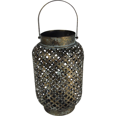 Metalen lantaarn/windlicht Luna Cross 22 x 30 cm -