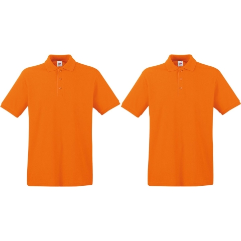 2-Pack maat L oranje poloshirt premium van katoen voor heren -