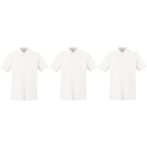 3-Pack maat L wit poloshirt premium van katoen voor heren -
