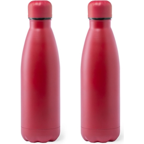 4x Stuks Rvs waterfles/drinkfles rood met schroefdop 790 ml -