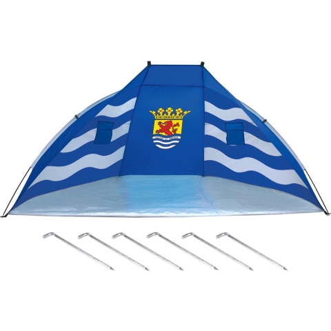 Beachshelter windscherm blauw Zeeland vlag 270 x 120 cm incl. haringen -