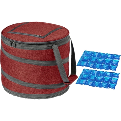 Opvouwbare koeltas rood/grijs met 2 stuks flexibele koelelementen 15 liter -