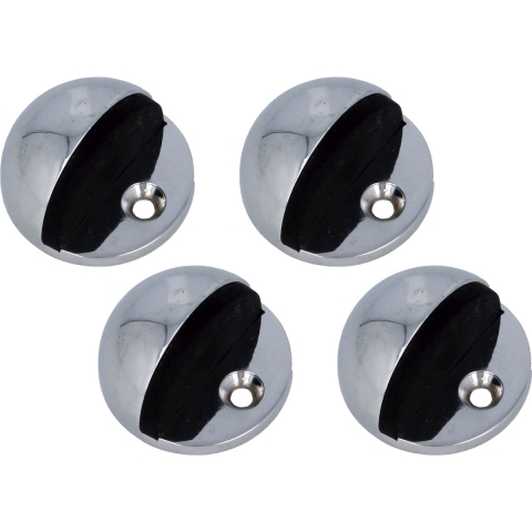 AMIG Deurstopper/deurbuffer - 4x - D45mm - inclusief schroeven - verchroomd -