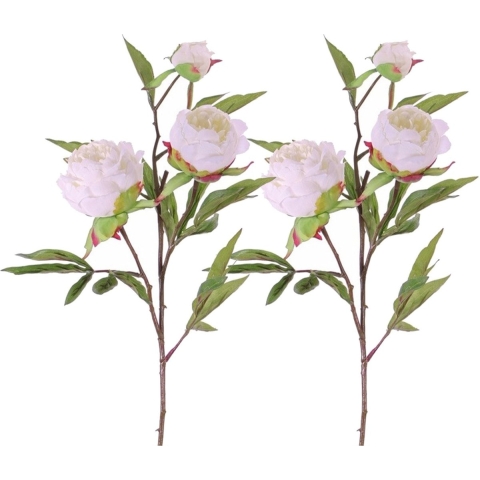 3x stuks kunstbloemen pioenrozen takken wit 73 cm -