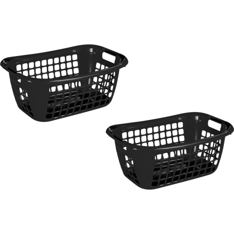 4x stuks zwarte wasmanden/wasgoedmanden met handgrepen 55 cm -