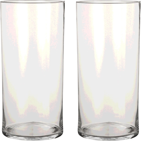 2x Glazen cilinder vaas/vazen 40 cm rond -