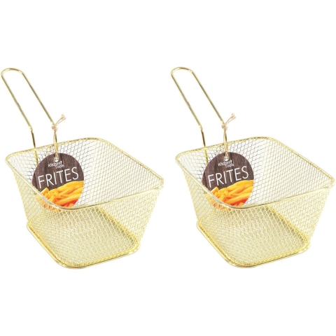 8x stuks gouden patat/snack serveermandjes/frietmandjes 14 cm -