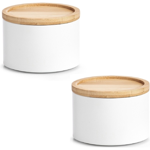 Zeller Voorraad blik - 3x - wit - metaal - 13 x 9,5 cm - 1,6L - snoeptrommels -