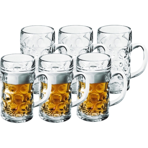 6x Bierpullen/bierglazen halve liter/50 cl/500 ml van onbreekbaar kunststof -