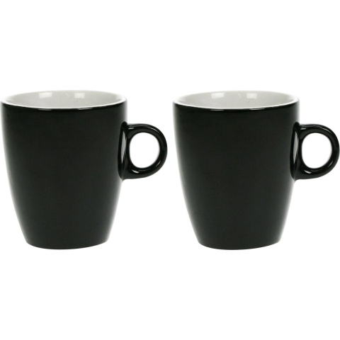 Luminarc Koffiekopjes/bekers - Set van 8x stuks - zwart - 190 ml - Keramiek - glans finish -