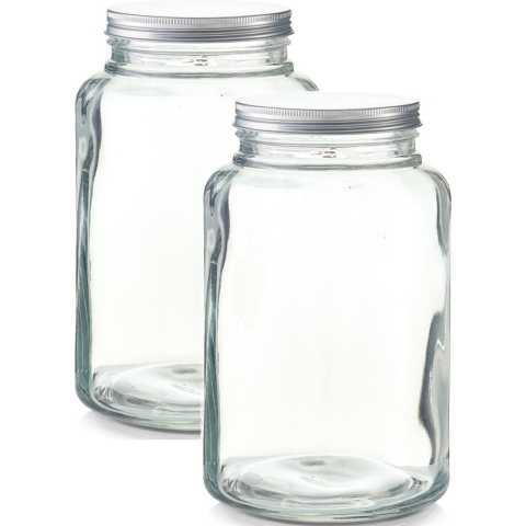 2x Grote glazen voorraadpotten/koekjespotten 4900 ml 17 x 28 cm -