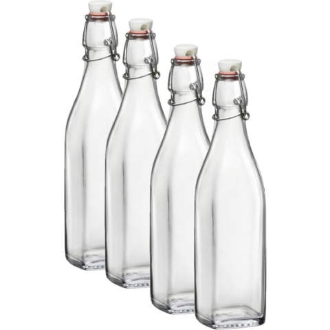 Bormioli Rocco beugelfles/weckfles - 6x - 500 ml - vierkant - transparent - water/olie/azijn/spapen -