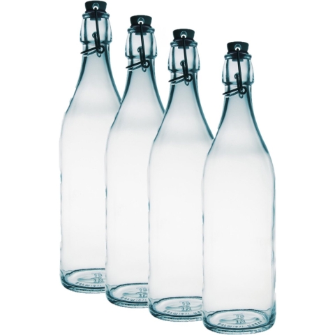 6x Ronde beugelflessen/weckflessen transparant 1 liter -