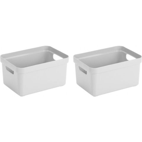 Sunware Opbergbox Sigma - 6x - kunststof - wit - 13 liter - 35 x 25 x 18 cm - Opbergbakken -
