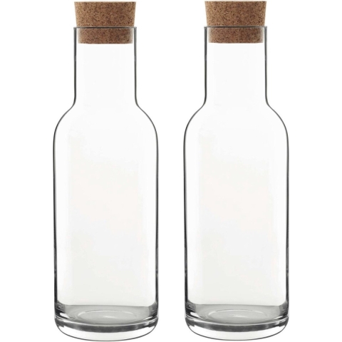 Luigi Bormioli Water karaf Sublime - 4x - kurken dop - 1 liter - Sapkan/waterkan/schenkkan -