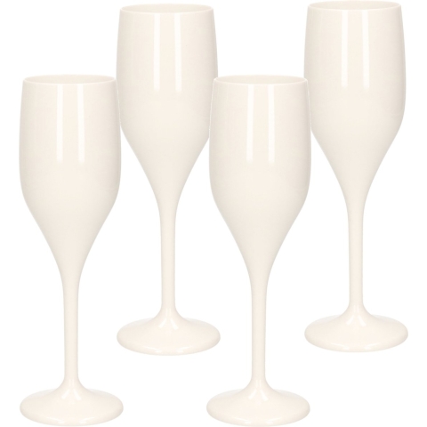 Set van 8x stuks champagne/prosecco flutes glazen wit 150 ml van onbreekbaar kunststof -