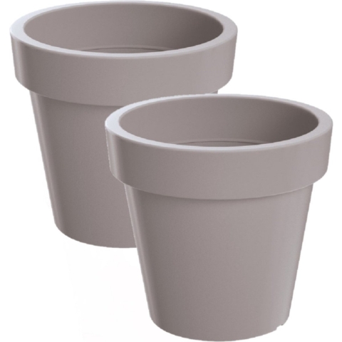 6x Kunststof bloempotten/plantenpotten 20 cm taupe -