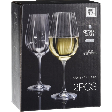 12x Witte/rode wijnglazen - 52 cl/520 ml - van kristalglas -