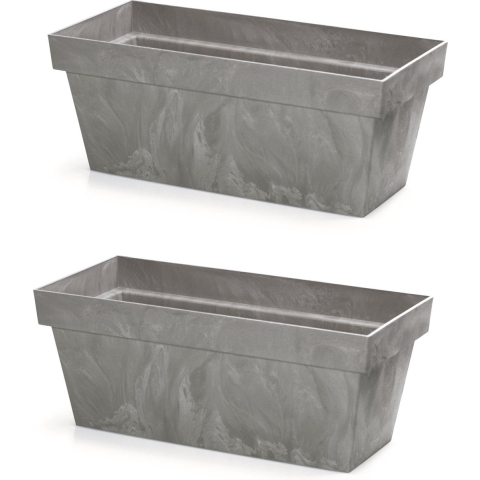 4x Kunststof betonlook plantenbak/bloembak lichtgrijs 40 cm -