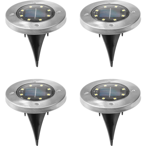 Set van 8x stuks solar tuinlampen/grondspots op zonne-energie 12 cm -