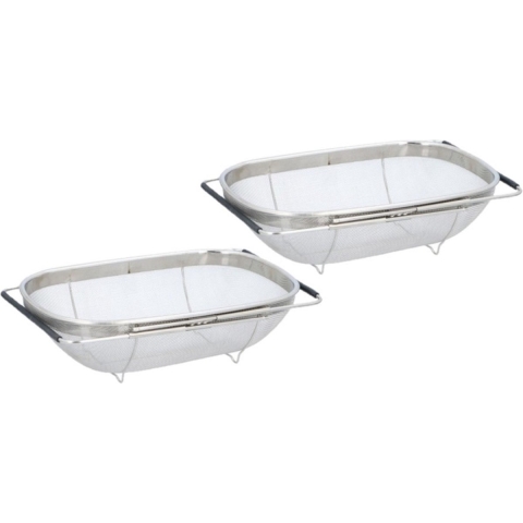 Set van 2x stuks RVS keuken vergiet/zeef uitschuifbaar 35 cm -