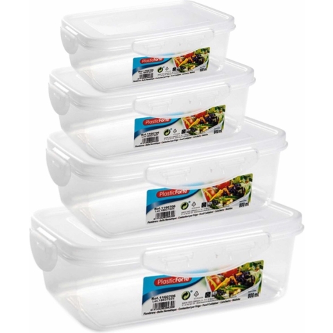 Set van 10x stuks rechthoekige diepvries vershoudbakjes met stevige deksel in 4x verschillende forma -