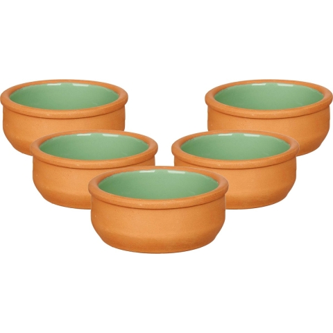 Set 18x tapas/creme brulee serveer schaaltjes terracotta/groen 8x4 cm -
