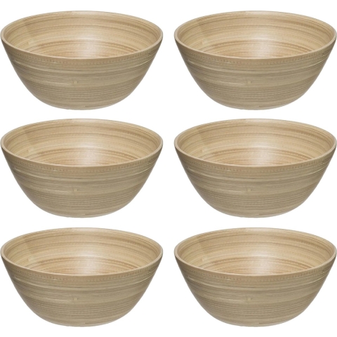 Secret de Gourmet - Set van 6x stuks - Slakommetjes/serveer schaaltjes - bamboe - D17 cm -