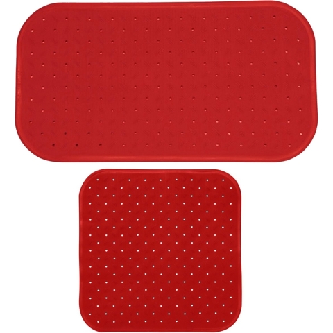 MSV Douche/bad anti-slip matten set badkamer - rubber - 2x stuks - terracotta - 2 formaten -