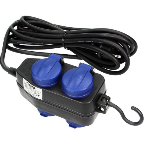 Orno Hangkoppeling zwart IP44 H05 3x1,5qmm 10m 4V met klep - 6871981