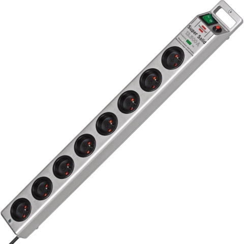 Brennenstuhl Super-Solid 13.500A stekkerdoos met overspanningsbeveiliging | 8-voudig | Zilver | 2,5m H05VV-F 3G1,5 | FR - 1153344318