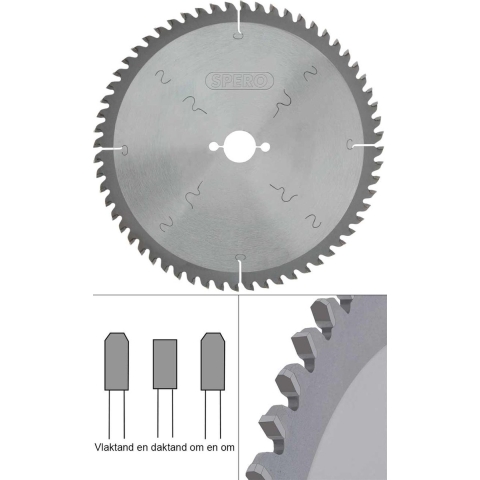 Spero SPA-255-60-20 | Aluminium TCT zaagblad | 255mm | 60 tands | asgat 30mm - SPA-255-60-20