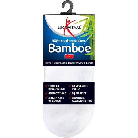 12x Lucovitaal Bamboe Enkelsok Wit Maat 39-42 1 paar