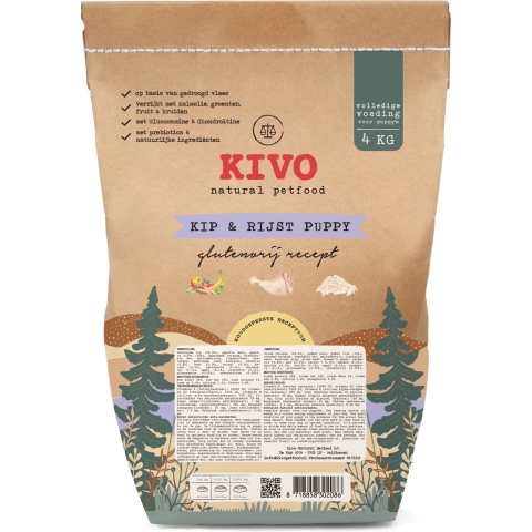 Kivo Kip&Rijst Puppy Glutenvrij 4 kg