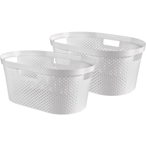 Curver Infinity Recycled Dots Wasmand - 40L - 2 stuks - Wit