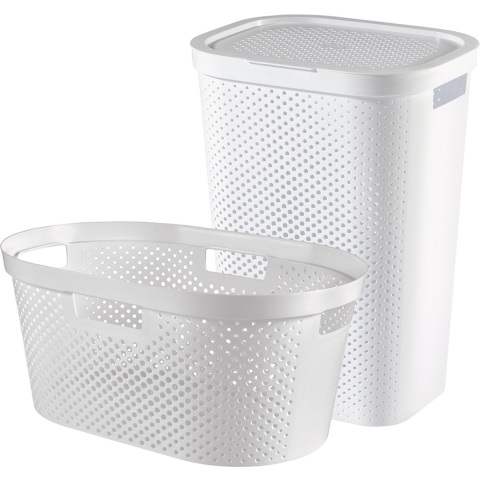 Curver Infinity Recycled Wasmand 60L + Wasmand 40L - Wit