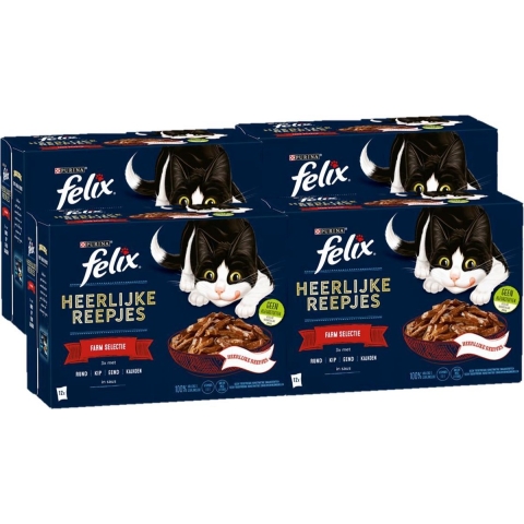 4x Felix Heerlijke Reepjes Selectie Farm 12 x 80 gr