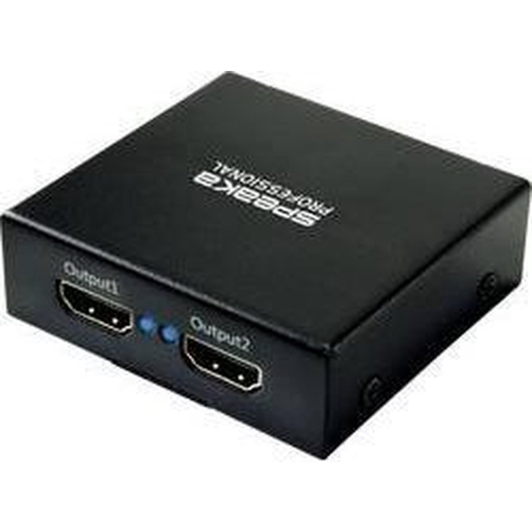 SpeaKa Professional SP-HDS-220 1 + 2 poorten HDMI-splitter Ultra HD-geschikt 3840 x 2160 Pixel Zwart